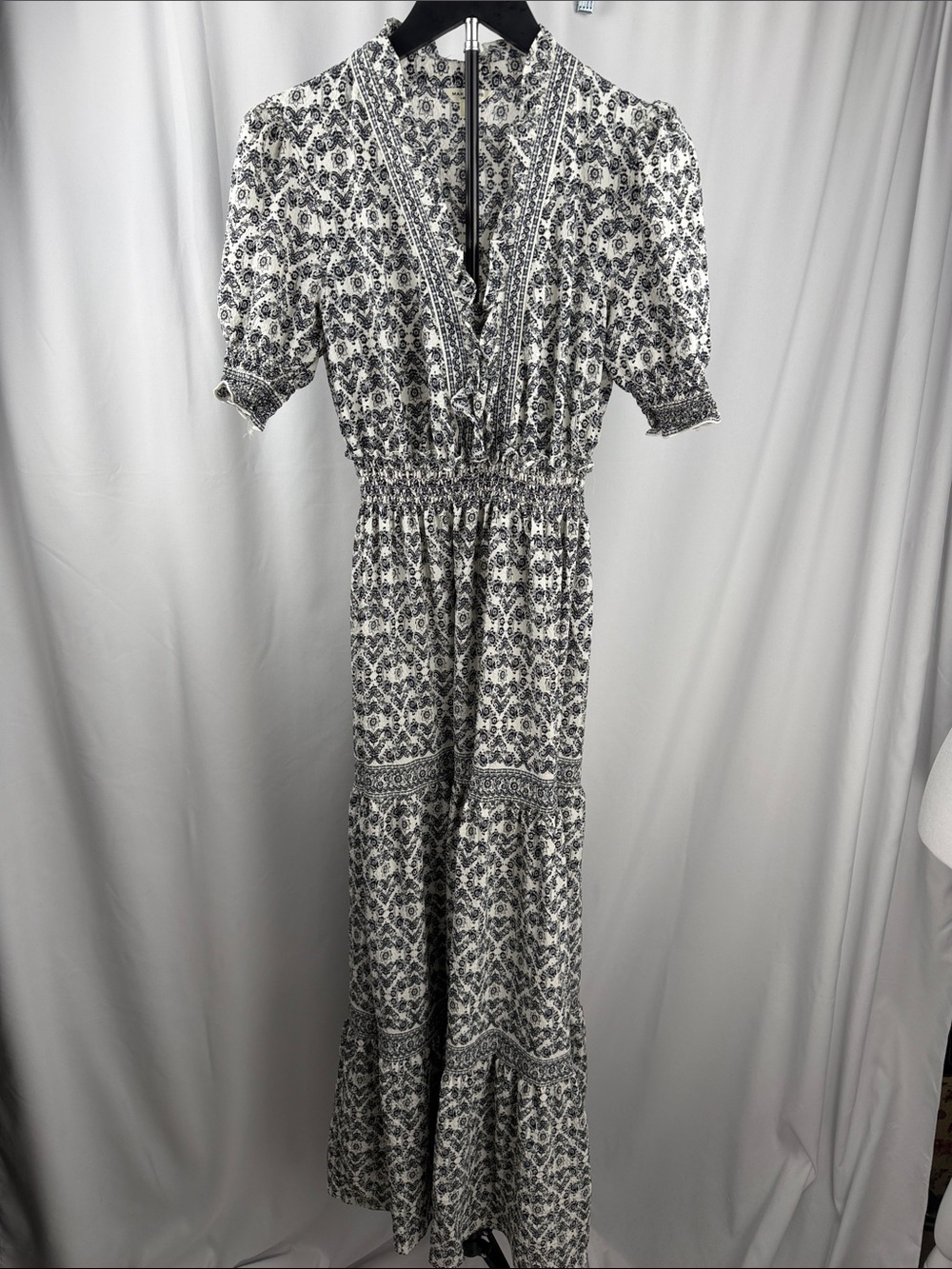 Max Studio London Boho Floral Paisley Smocked Maxi Dress Size S NWOT